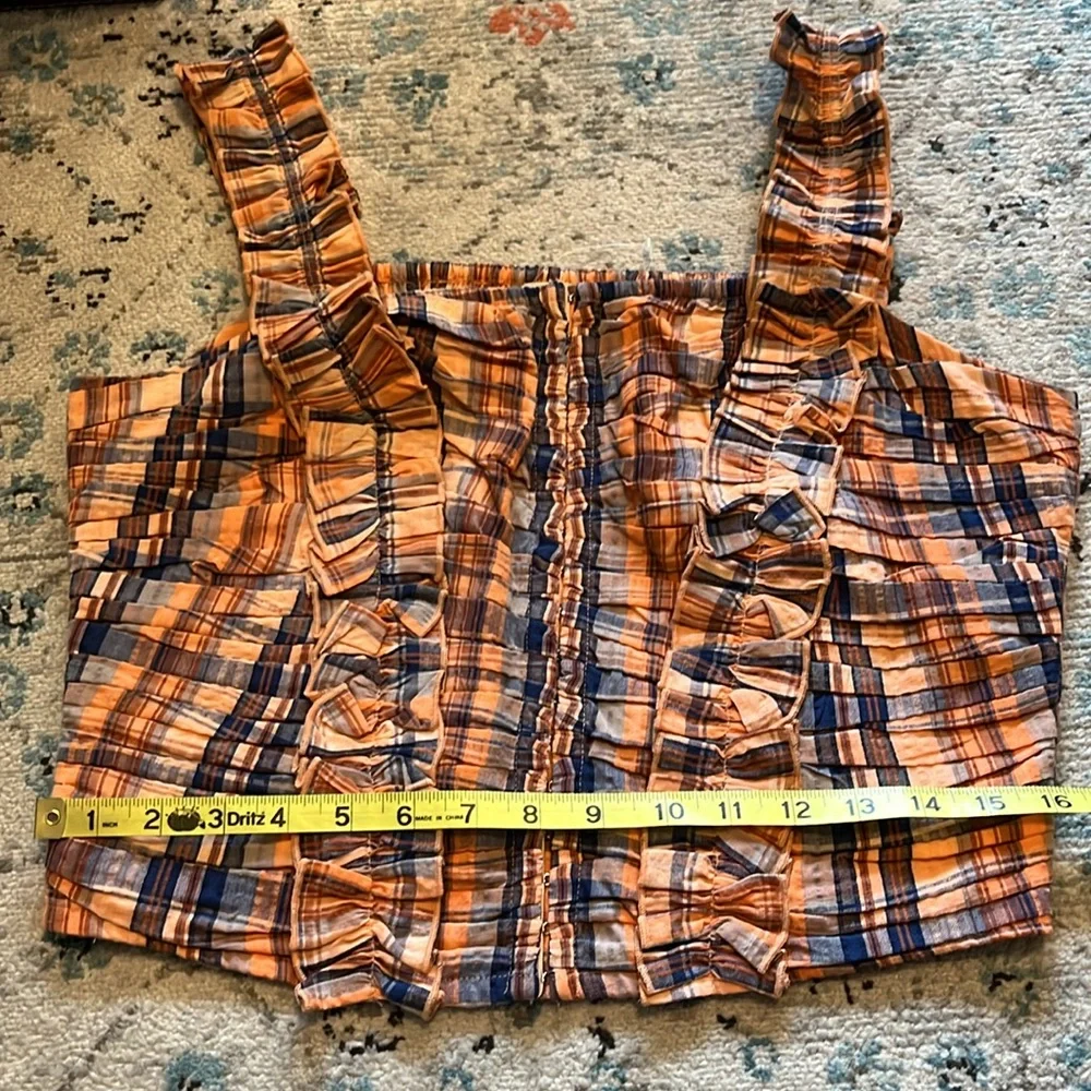 NWT Anthro Ruffled Plaid Corset Sleeveless Top Medium - Picture 11 of 16